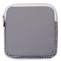 Soot Black And White Handpainted Houndstooth Check Watercolor Pattern Mini Square Pouch by PodArtist