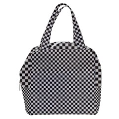 Black And White Watercolored Checkerboard Chess Boxy Hand Bag by PodArtist