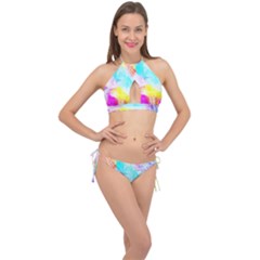 Background-drips-fluid-colorful Cross Front Halter Bikini Set