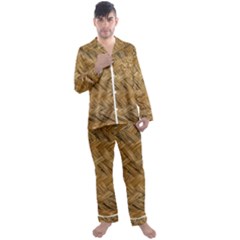 Esparto-tissue-braided-texture Men s Long Sleeve Satin Pajamas Set by Jancukart