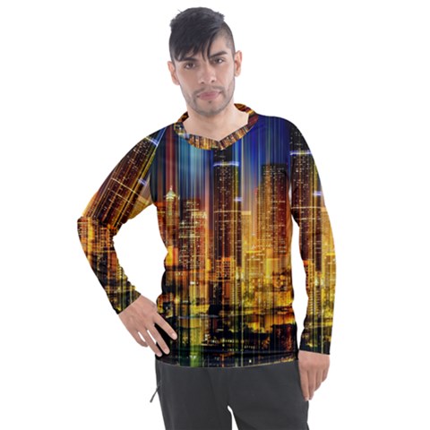 Skyline-light-rays-gloss-upgrade Men s Pique Long Sleeve Tee by Jancukart