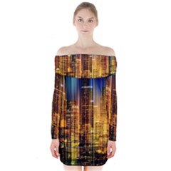 Skyline-light-rays-gloss-upgrade Long Sleeve Off Shoulder Dress by Jancukart