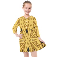 Abstract Pattern Geometric Backgrounds Kids  Quarter Sleeve Shirt Dress by Eskimos