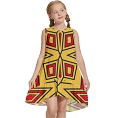 Abstract Pattern Geometric Backgrounds Kids  Frill Swing Dress by Eskimos