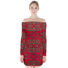 Abstract Pattern Geometric Backgrounds Long Sleeve Off Shoulder Dress by Eskimos