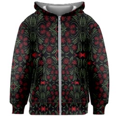 Folk Flowers Print Floral Pattern Ethnic Art Kids  Zipper Hoodie Without Drawstring by Eskimos