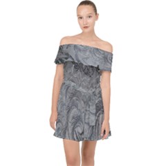 Ice Frost Crystals Off Shoulder Chiffon Dress by artworkshop