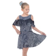 Ice Frost Crystals Kids  Shoulder Cutout Chiffon Dress by artworkshop