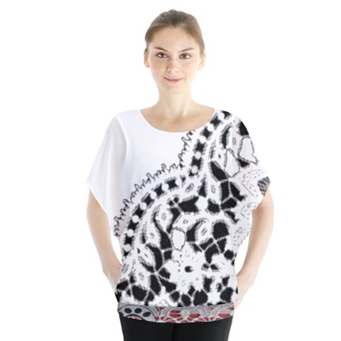 Im Fourth Dimension Black White 3 Batwing Chiffon Blouse by imanmulyana