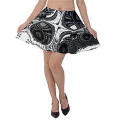 Im Fourth Dimension Black White 4 Velvet Skater Skirt by imanmulyana