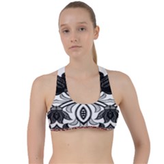 Im Fourth Dimension Black White 6 Criss Cross Racerback Sports Bra by imanmulyana