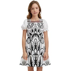 Im Fourth Dimension Black White 10 Kids  Puff Sleeved Dress by imanmulyana