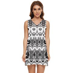 Im Fourth Dimension Black White 12 Tiered Sleeveless Mini Dress by imanmulyana