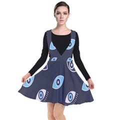 Eyes Evil Eye Blue Pattern Design Plunge Pinafore Dress by artworkshop