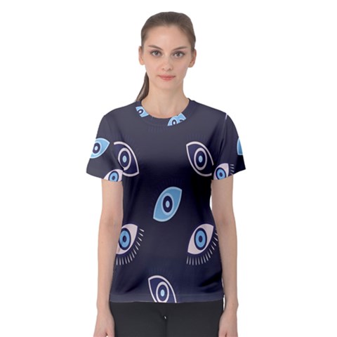 Eyes Evil Eye Blue Pattern Design Women s Sport Mesh Tee by artworkshop