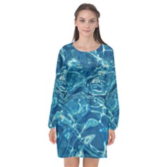 Surface Abstract  Long Sleeve Chiffon Shift Dress  by artworkshop