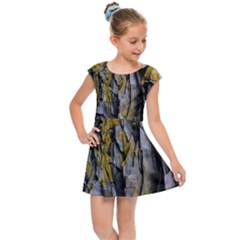 Rock Wall Crevices Geology Pattern Shapes Texture Kids  Cap Sleeve Dress by artworkshop