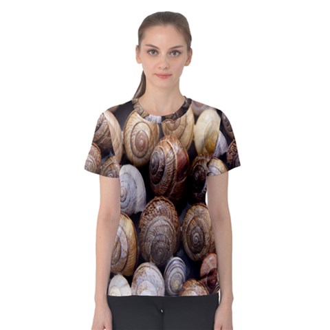 Snail Shells Pattern Arianta Arbustorum Women s Sport Mesh Tee by artworkshop