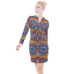 Mandala Spirit Button Long Sleeve Dress by zappwaits