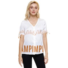 I Love Camping Bow Sleeve Button Up Top by PFashionArt