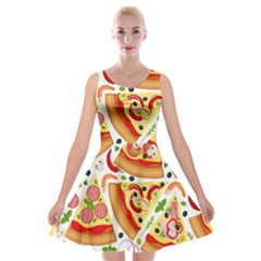 Pizza Love Velvet Skater Dress by designsbymallika