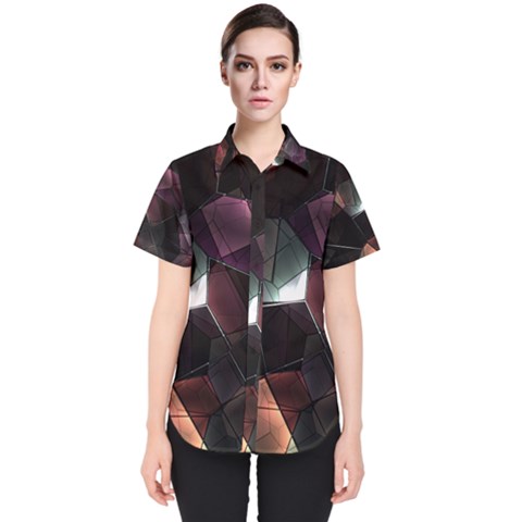 Crystals Background Designluxury Women s Short Sleeve Shirt by Jancukart