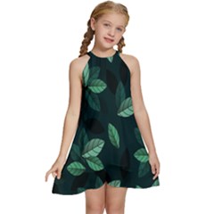 Leaves Kids  Halter Collar Waist Tie Chiffon Dress by nateshop