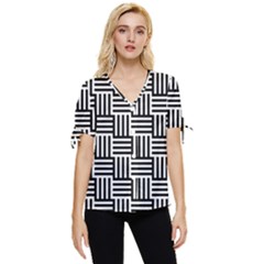 Basket Bow Sleeve Button Up Top by nateshop