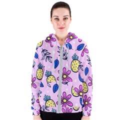 Flowers Purple Women s Zipper Hoodie by nateshop