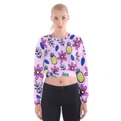 Flowers Purple Cropped Sweatshirt by nateshop