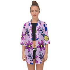 Flowers Purple Open Front Chiffon Kimono by nateshop