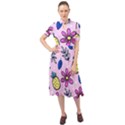 Flowers purple Keyhole Neckline Chiffon Dress View1