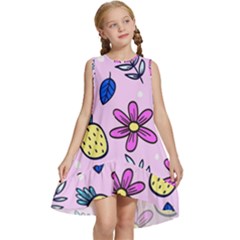 Flowers Purple Kids  Frill Swing Dress by nateshop