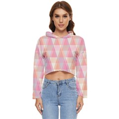 Pattern Triangle Pink Women s Lightweight Cropped Hoodie by nateshop