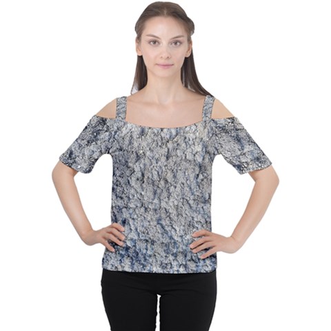 Cracked Texture Print Cutout Shoulder Tee by dflcprintsclothing