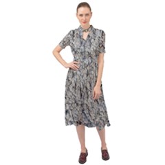 Cracked Texture Print Keyhole Neckline Chiffon Dress by dflcprintsclothing