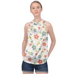  Background Colorful Floral Flowers High Neck Satin Top by artworkshop