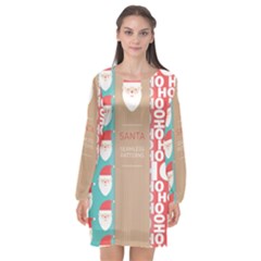  Christmas Claus Continuous Long Sleeve Chiffon Shift Dress  by artworkshop