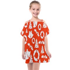 Orange Background Card Christmas  Kids  One Piece Chiffon Dress by artworkshop