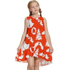 Orange Background Card Christmas  Kids  Frill Swing Dress by artworkshop