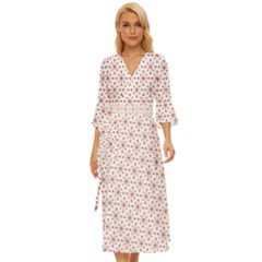 Pattern Christmas Pattern Red Stars Midsummer Wrap Dress by Sapixe