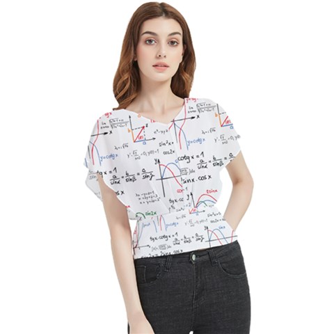 Math Formula Pattern Butterfly Chiffon Blouse by Sapixe