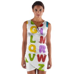 Vectors Alphabet Eyes Letters Funny Wrap Front Bodycon Dress by Sapixe