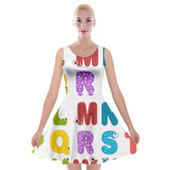 Vectors Alphabet Eyes Letters Funny Velvet Skater Dress by Sapixe