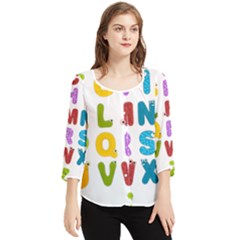 Vectors Alphabet Eyes Letters Funny Chiffon Quarter Sleeve Blouse by Sapixe