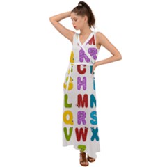 Vectors Alphabet Eyes Letters Funny V-neck Chiffon Maxi Dress by Sapixe