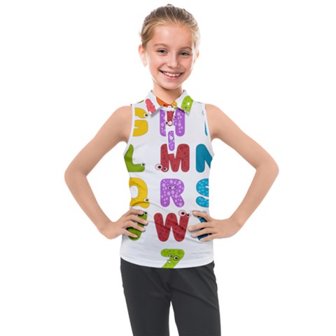 Vectors Alphabet Eyes Letters Funny Kids  Sleeveless Polo Tee by Sapixe