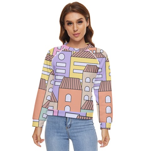 Houses City Architecture Building Women s Long Sleeve Raglan Tee by Sapixe