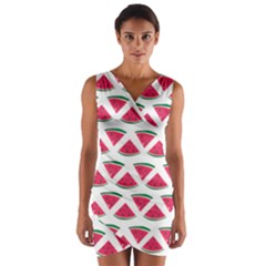 Illustration Watermelon Fruit-food Melon Wrap Front Bodycon Dress by Sapixe