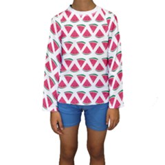 Illustration Watermelon Fruit Food Melon Kids  Long Sleeve Swimwear by Sapixe